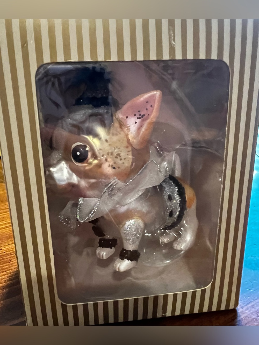New! CHIHUAHUA Anthropomorphic Blown Glass CHRISTMAS ORNAMENT Frou-Frou NIB